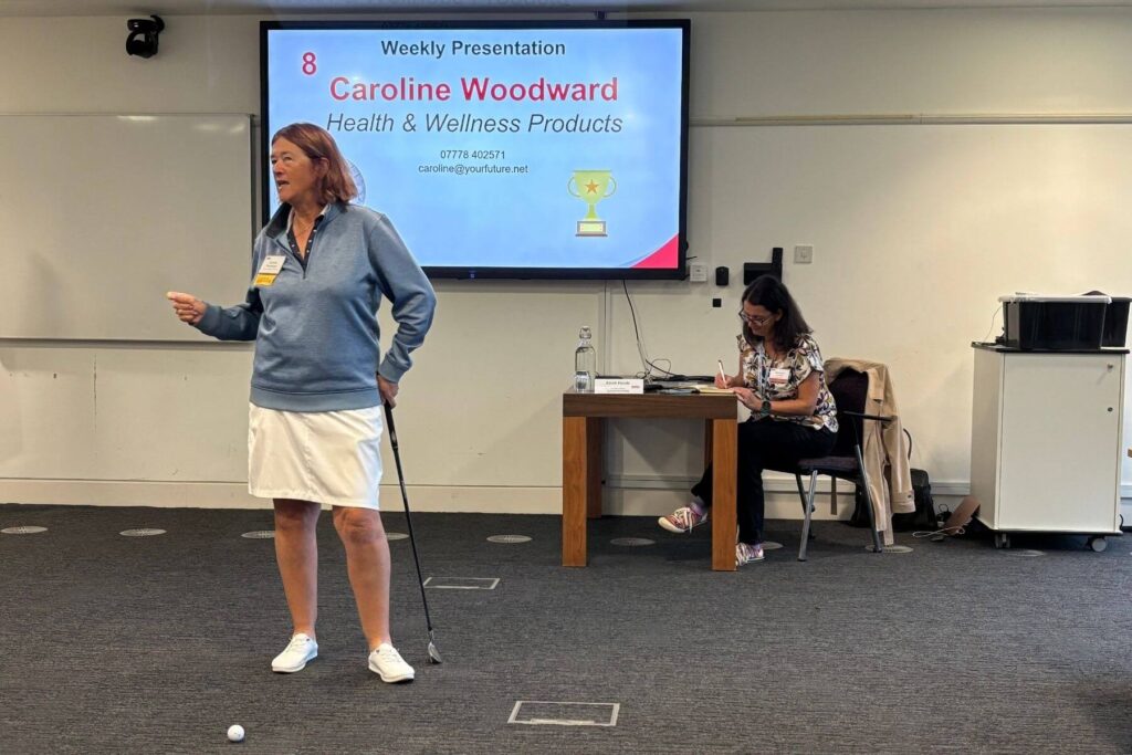 Caroline Woodward of Forever Living presenting during weekly networking meeting