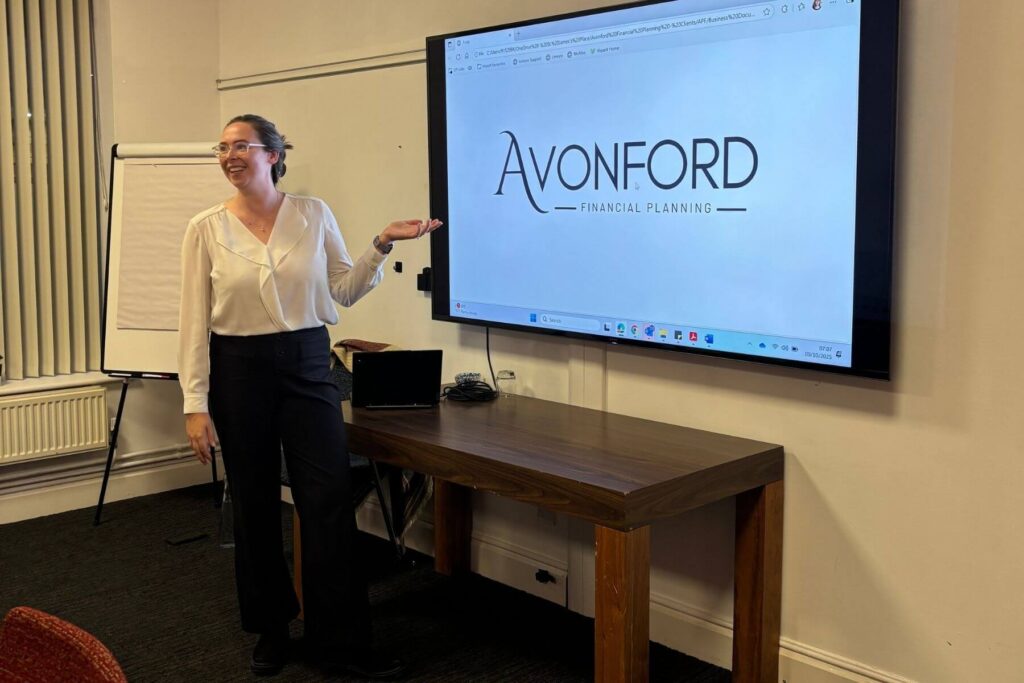 Ellie Lees of Avonford Financial introducing services during presentation