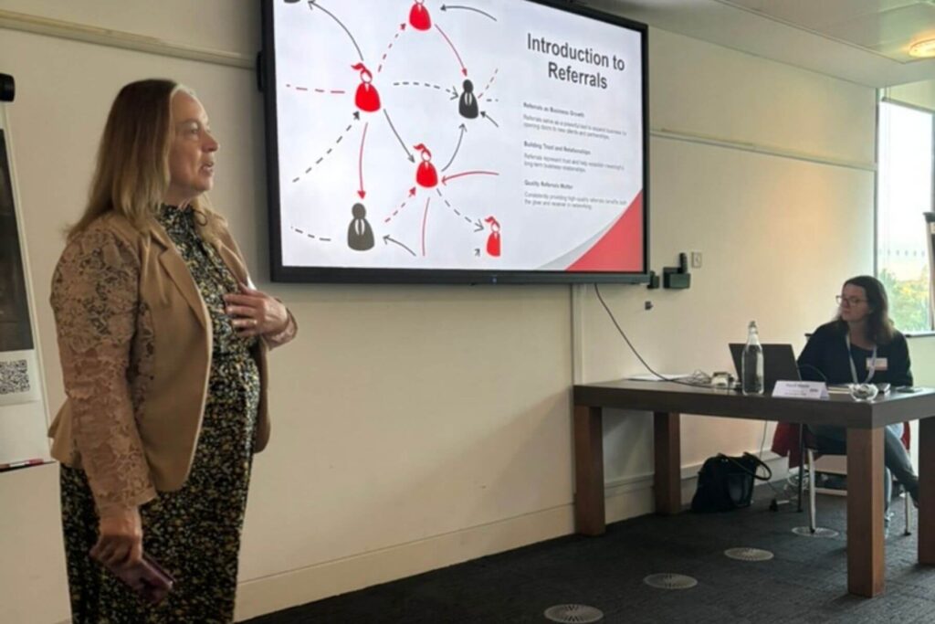Avril James from Ask Avril presenting educational slot at BNI