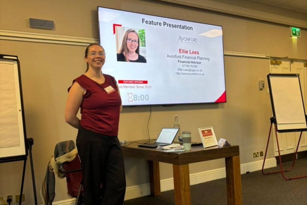 Ellie Lees of Avonford Financial delivering feature presentation