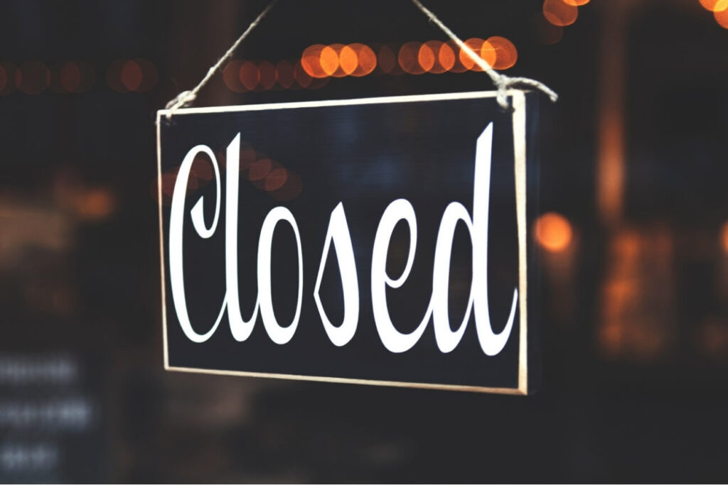 Sign saying closed